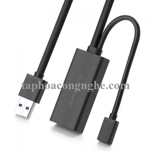 Ugreen 20827 10M màu Đen Cáp tín hiệu nối dài USB 3.0 hỗ trợ nguồn MICRO USB US175 30020827